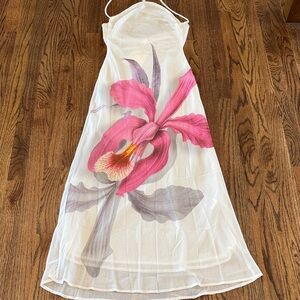 Peppermayo White Dress with Pink Floral Design. Us 2 new